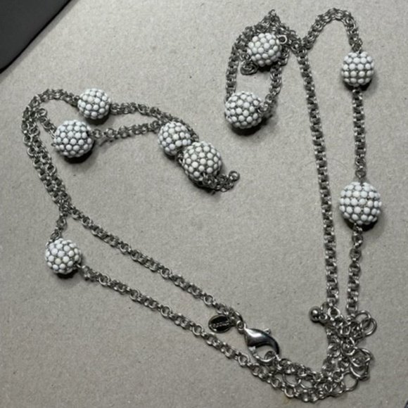 Fun Silver Balls with tiny White Enamel Disco-esque Balls Flirty Fun Chico's - Picture 1 of 4